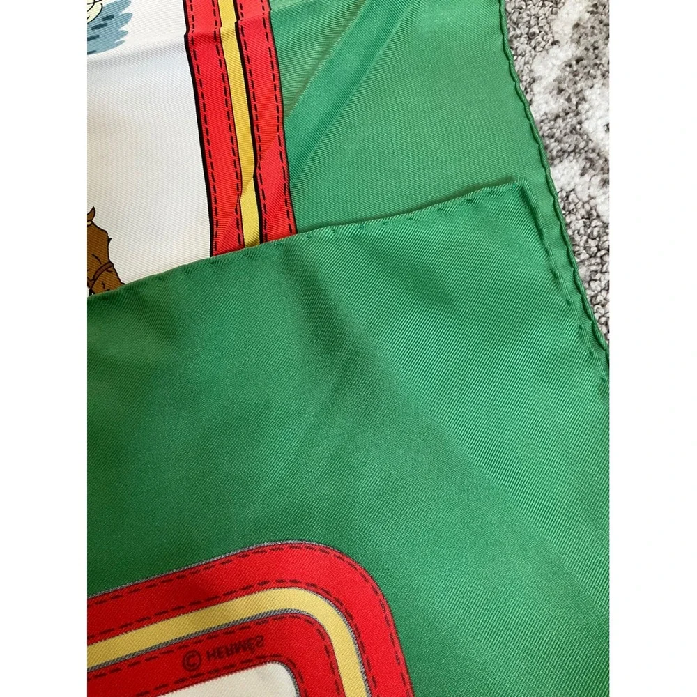 Hermès Carré Ecuries Silk Scarf Stables‎ Green Equestrian Horse Stalls Heritage
